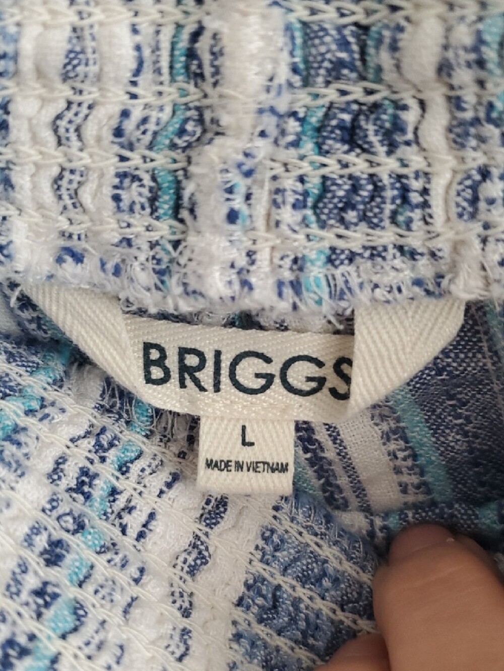 Briggs Blue & White Striped Linen Cotton Blend Women’s Drawstring Shorts Sz L - Picture 3 of 11